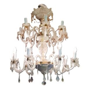 Candil Grande con Prismas de Cristal Italiano Venecia