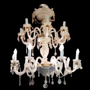 Candil Grande con Prismas de Cristal Italiano Venecia