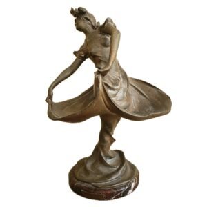 Lucien Alliot Escultura Antimonio Serpentine Bailarina Art Nouveau Francia c1925