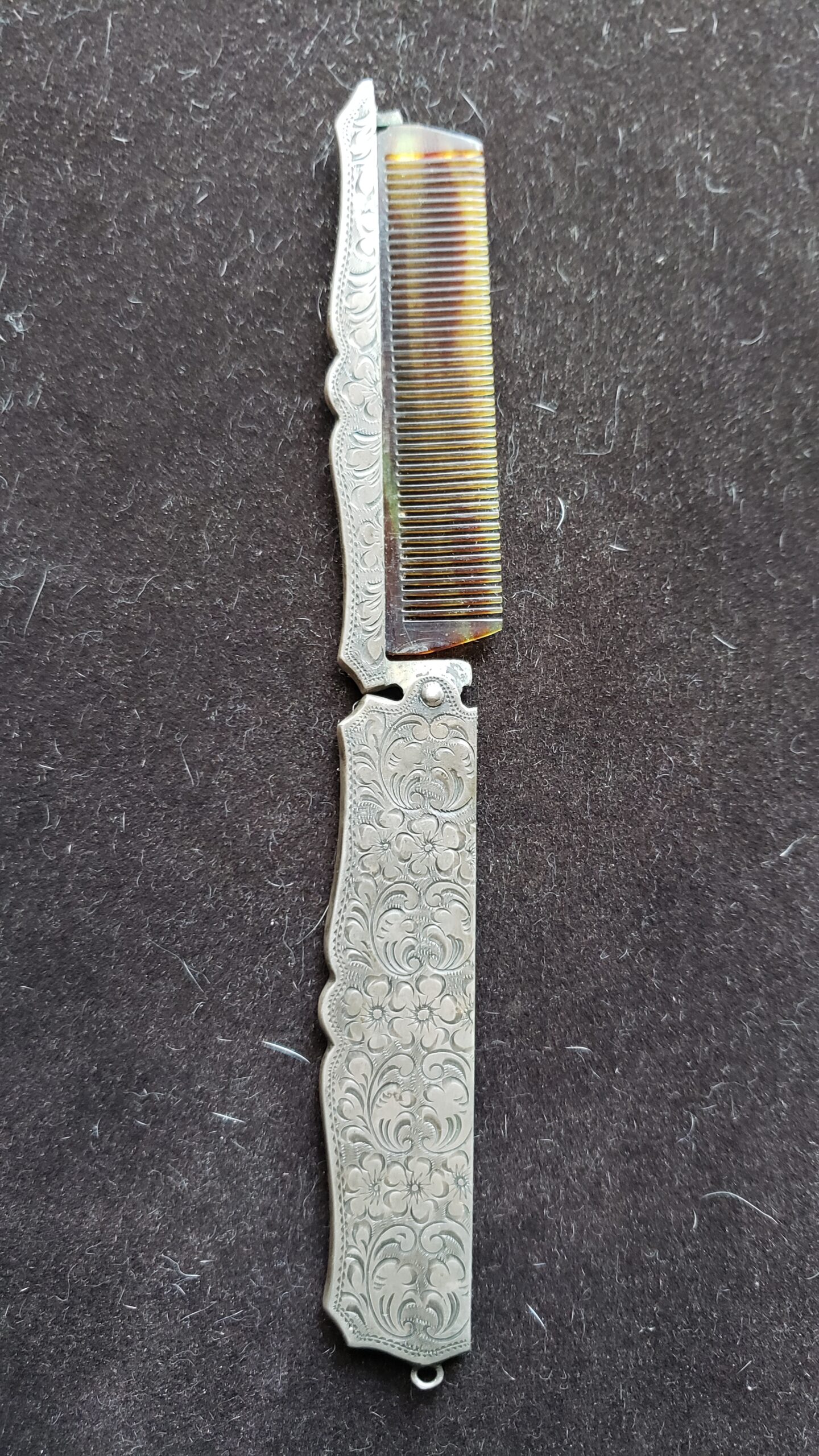 peine plegable de bolsillo antiguo plata grabada carey era victoriana peine plegable de bolsillo antiguo plata grabada carey era victoriana