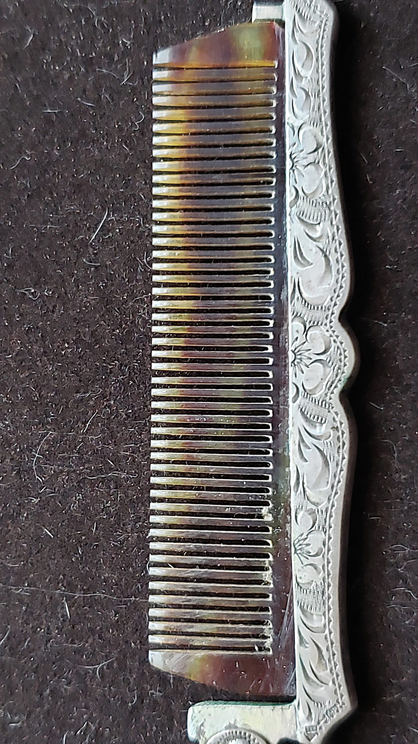 peine plegable de bolsillo antiguo plata grabada carey era victoriana peine plegable de bolsillo antiguo plata grabada carey era victoriana