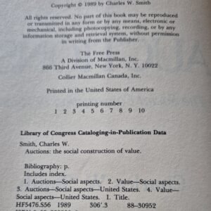 Auctions Charles W. Smith 1989 The Social Construction of Value