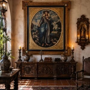 Divino Pastor Oleo sobre Tela SXVIII Pintura Novohispana