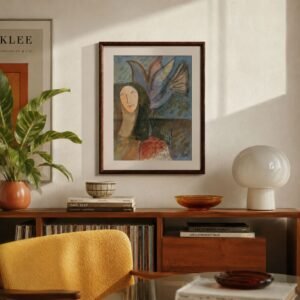 Alberto Cavazos Acuarela Mujer con Paloma 1988 – 1990 Firmada Arte Original