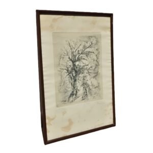 Federico Cantú Punta Seca Pastoral y Flora Firmado Grabado Original Surrealista