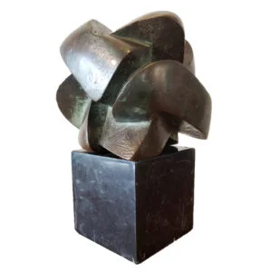 Jorge Elizondo Escultura en Bronce Base de Mármol Negro Monterrey 1989