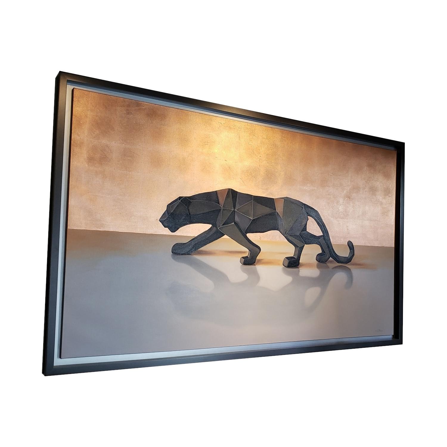 9933 Ana Cristina Celada Oleo en Tela Sombra 2023 Pantera Estilo Geométrico