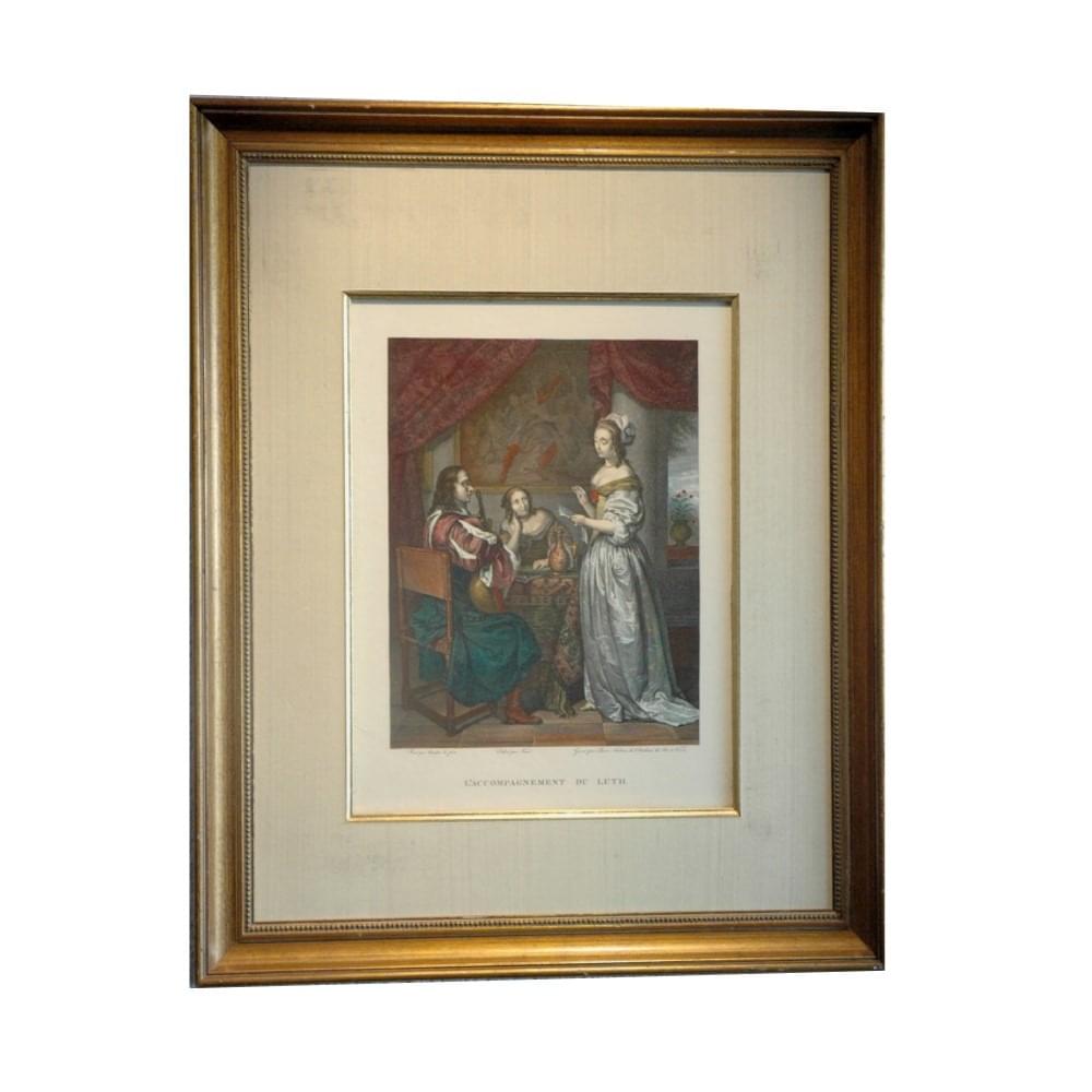 Jean Touze Grabado L'accompagnement Du Luth XIX Viena Jean Touzé Grabado L'accompagnement Du Luth XIX Viena