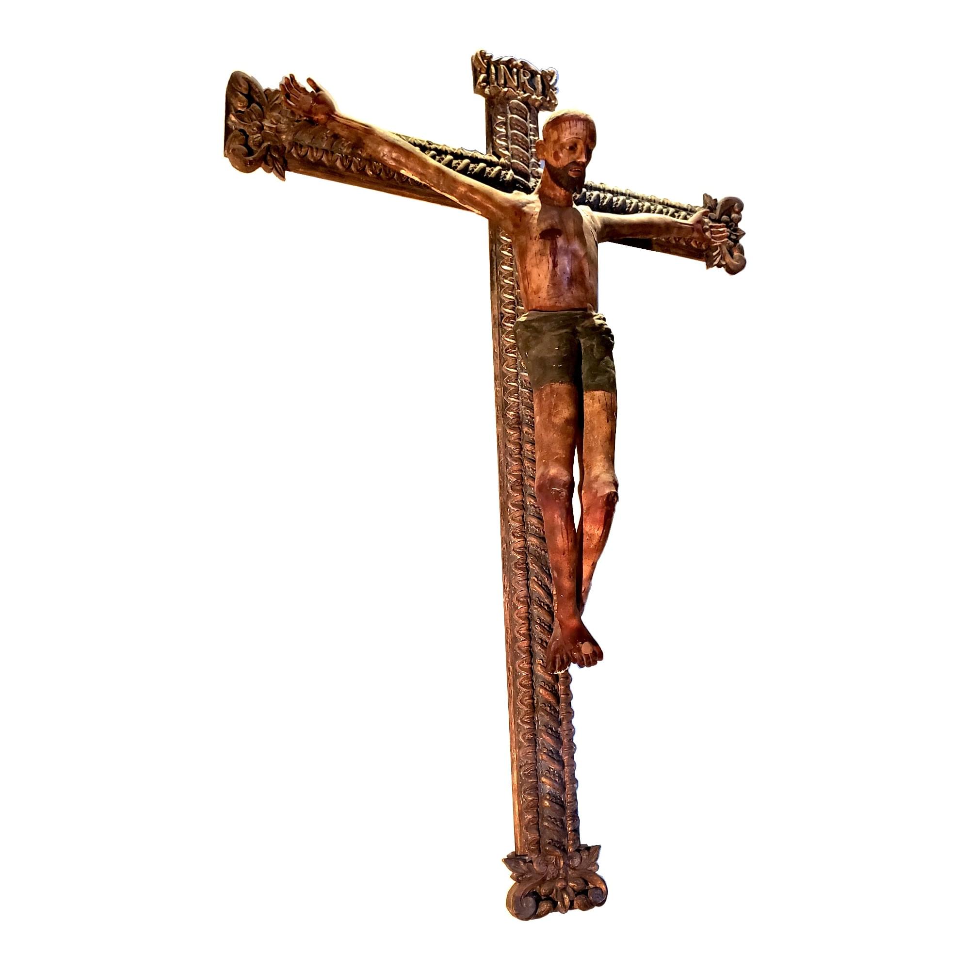 Antique Purépecha Cornstalk Paste Rood Cross from Michoacan Mexico Cruz Triunfal Purépecha Antigua de Pasta de Caña de Maíz Michoacán México