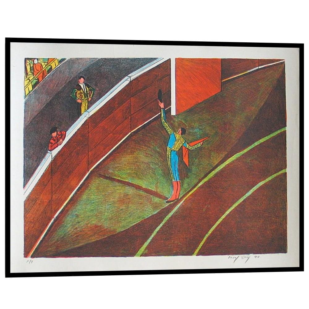 Moisés Zabludovsky Bullfighter Silkscreen 1990 P/T Signed Mexican Art auto draft